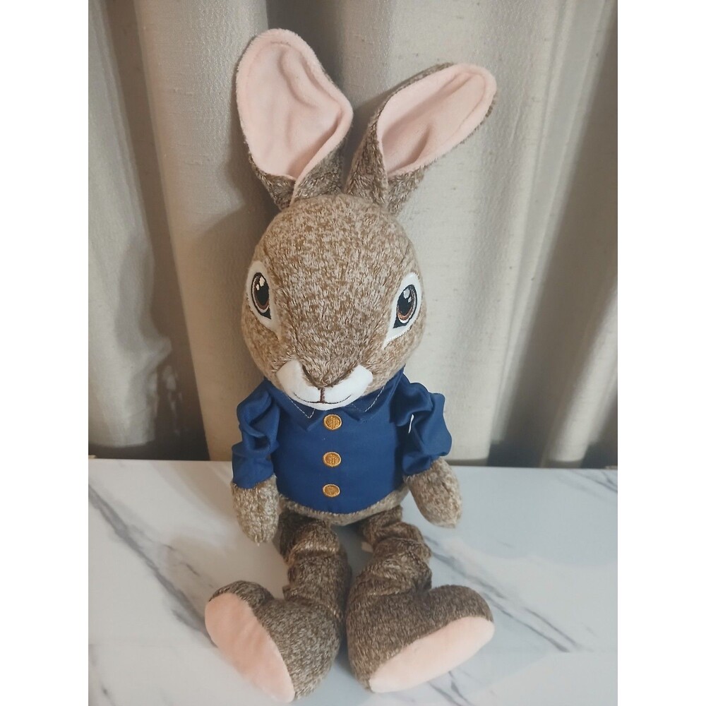 Peter Rabbit Plush With Blue Jacket Plush Bunny Stretchy Limbs